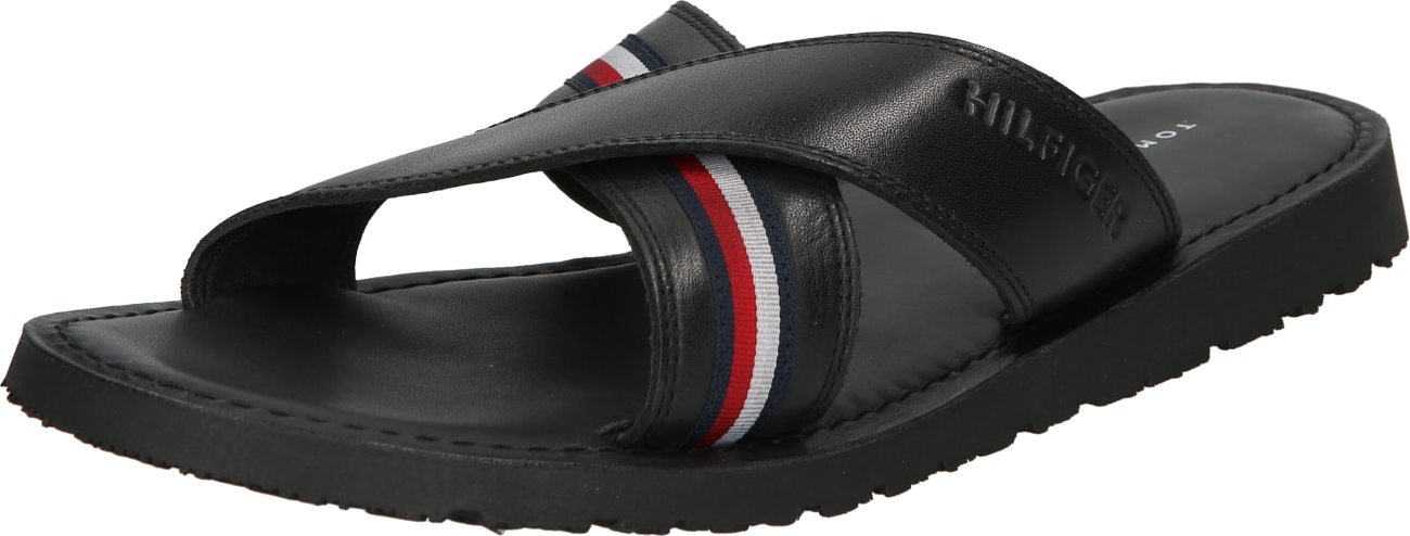 TOMMY HILFIGER Pantofle námořnická modř / červená / černá / bílá