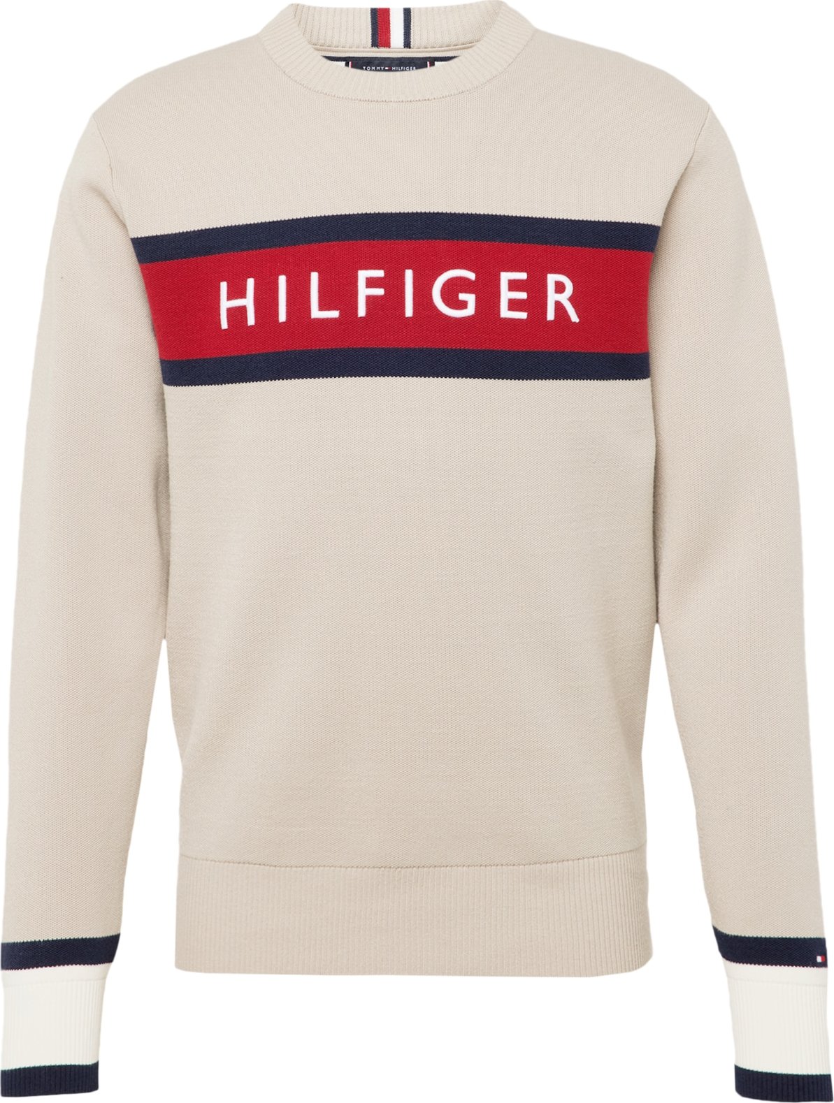 TOMMY HILFIGER Svetr námořnická modř / šedá / červená