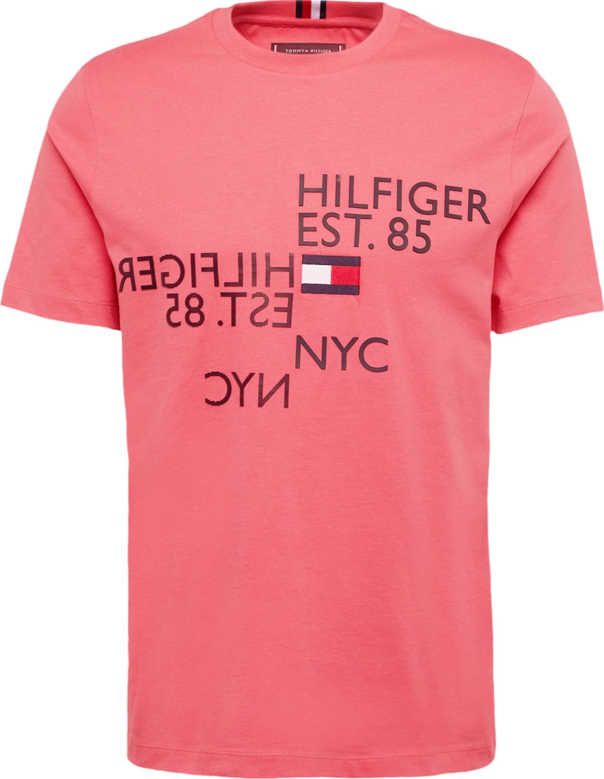 TOMMY HILFIGER Tričko námořnická modř / červená / pastelově červená / bílá