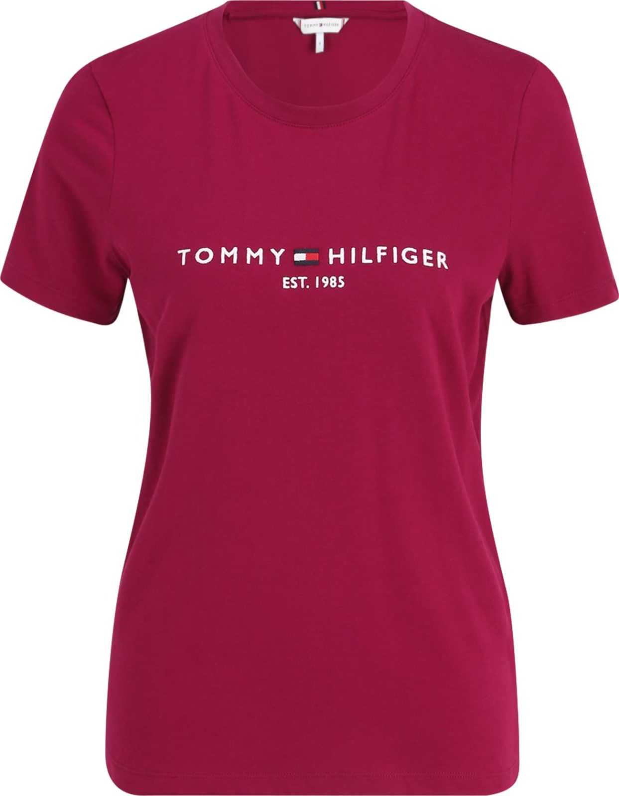 TOMMY HILFIGER Tričko námořnická modř / merlot / bílá