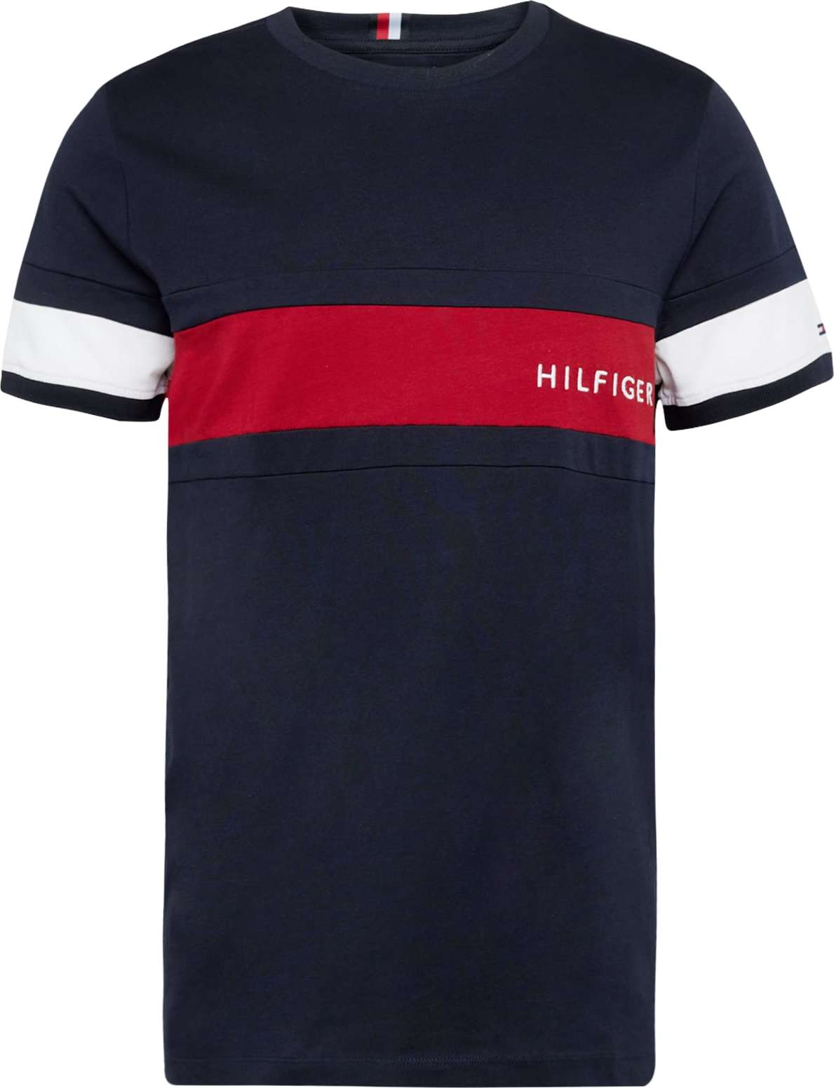 TOMMY HILFIGER Tričko noční modrá / tmavě červená / bílá