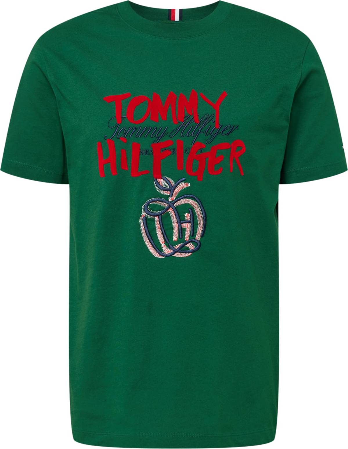 TOMMY HILFIGER Tričko 'POP' zelená / červená / bílá