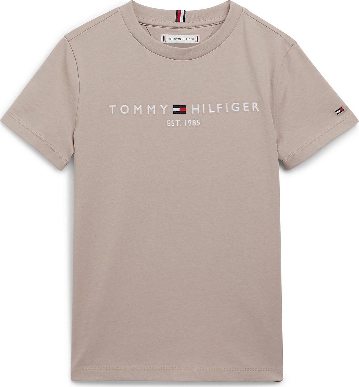 TOMMY HILFIGER Tričko šedobéžová / bílá