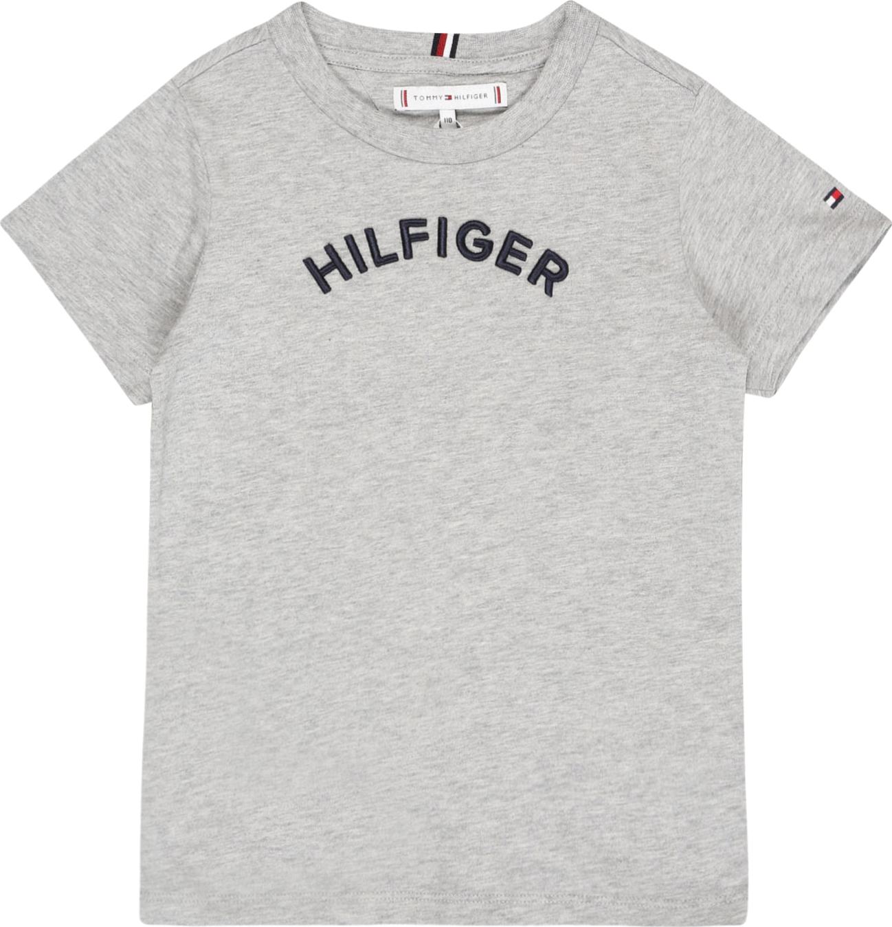 TOMMY HILFIGER Tričko šedý melír / černá