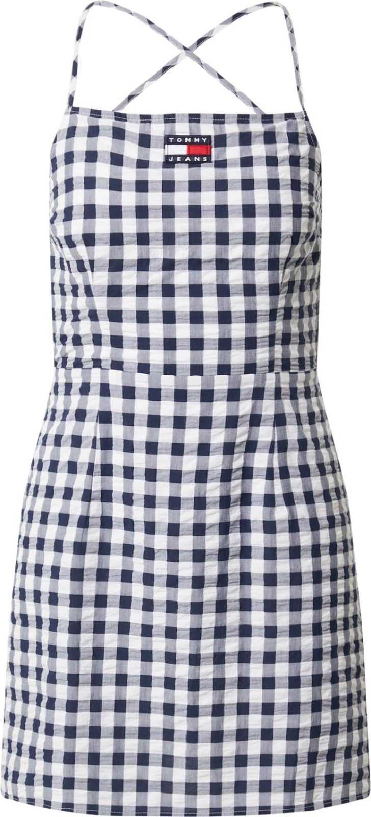 Tommy Jeans Letní šaty 'Gingham' námořnická modř / ohnivá červená / bílá