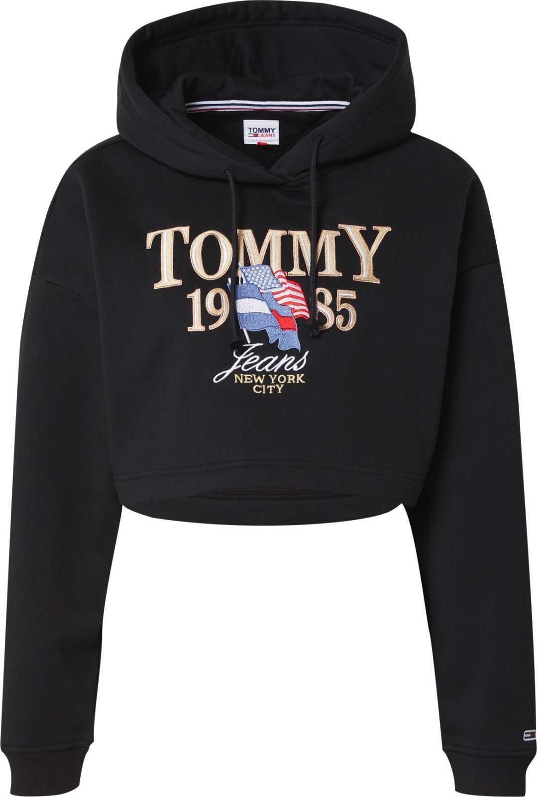 Tommy Jeans Mikina modrá / námořnická modř / zlatá / černá