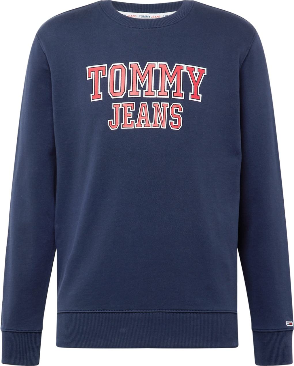 Tommy Jeans Mikina námořnická modř / melounová / bílá