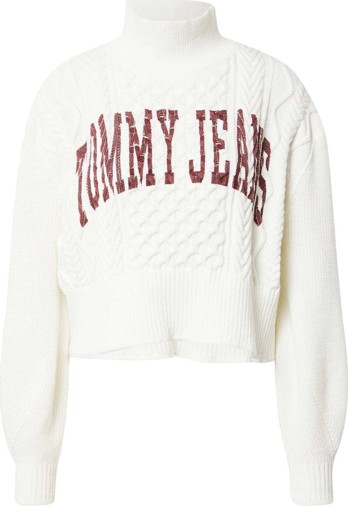 Tommy Jeans Svetr bordó / barva vaječné skořápky