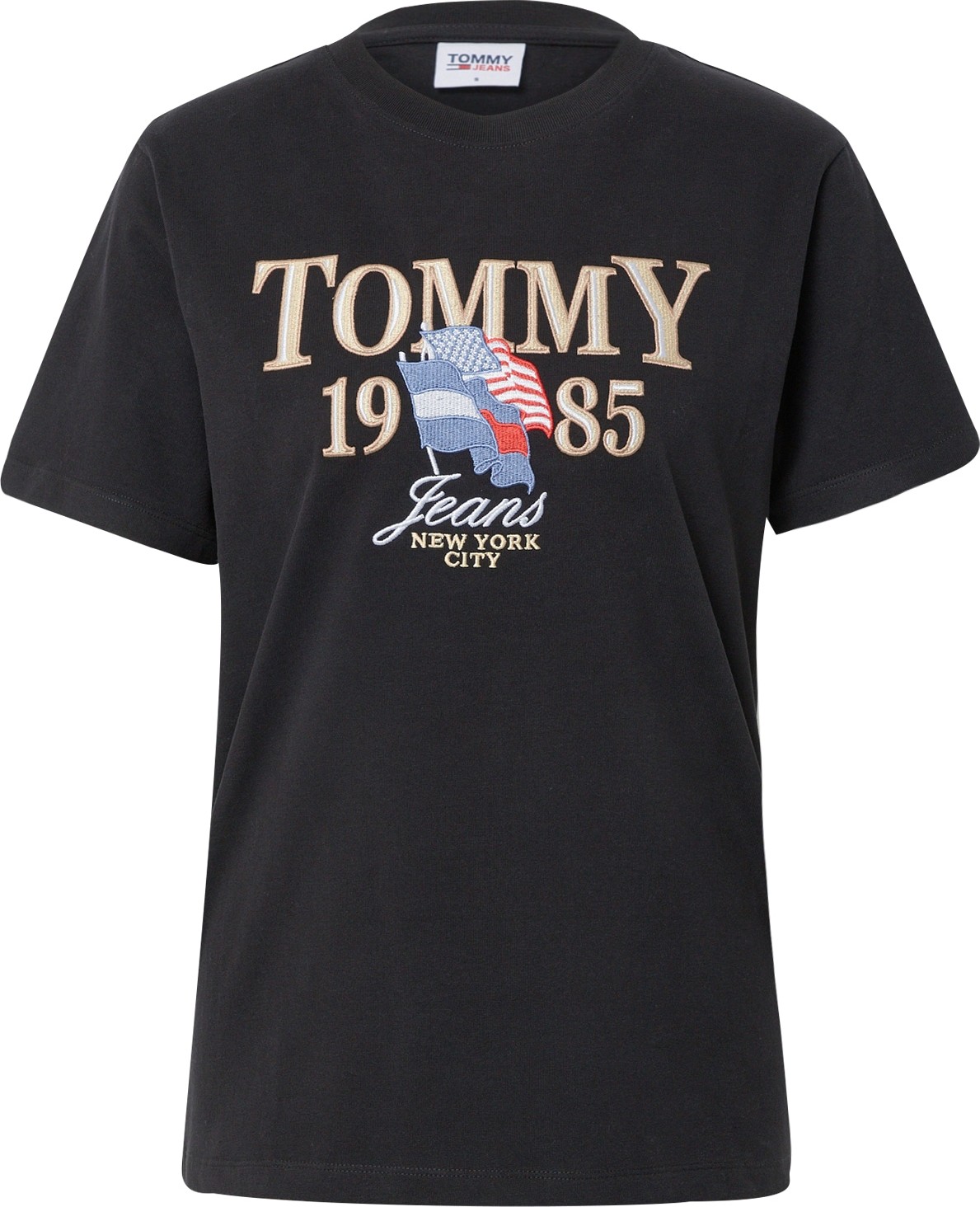 Tommy Jeans Tričko kouřově modrá / zlatá / červená / černá