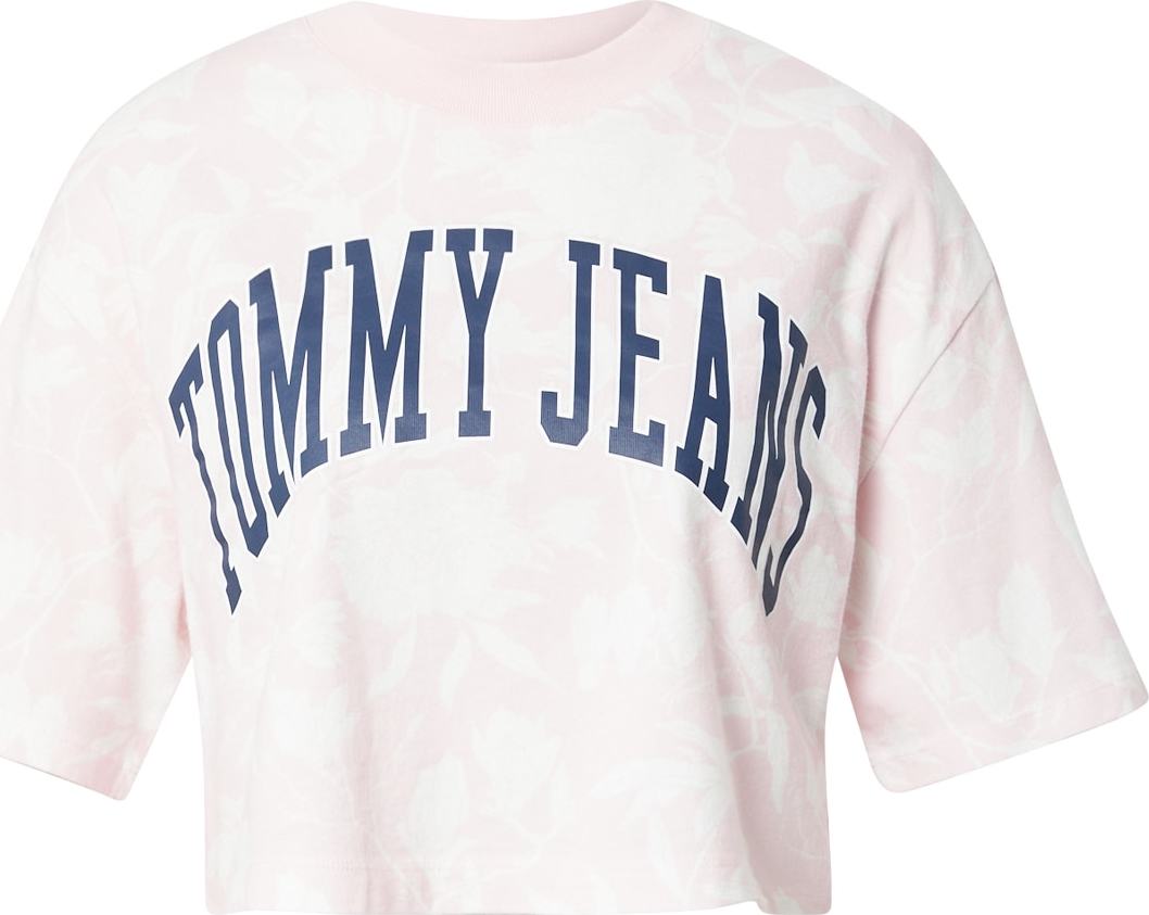 Tommy Jeans Tričko marine modrá / světle růžová / bílá