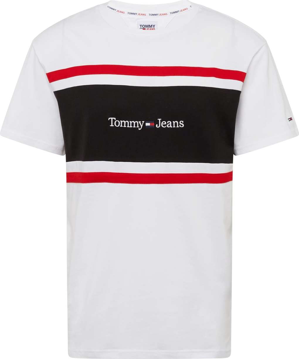 Tommy Jeans Tričko tmavě modrá / červená / černá / offwhite