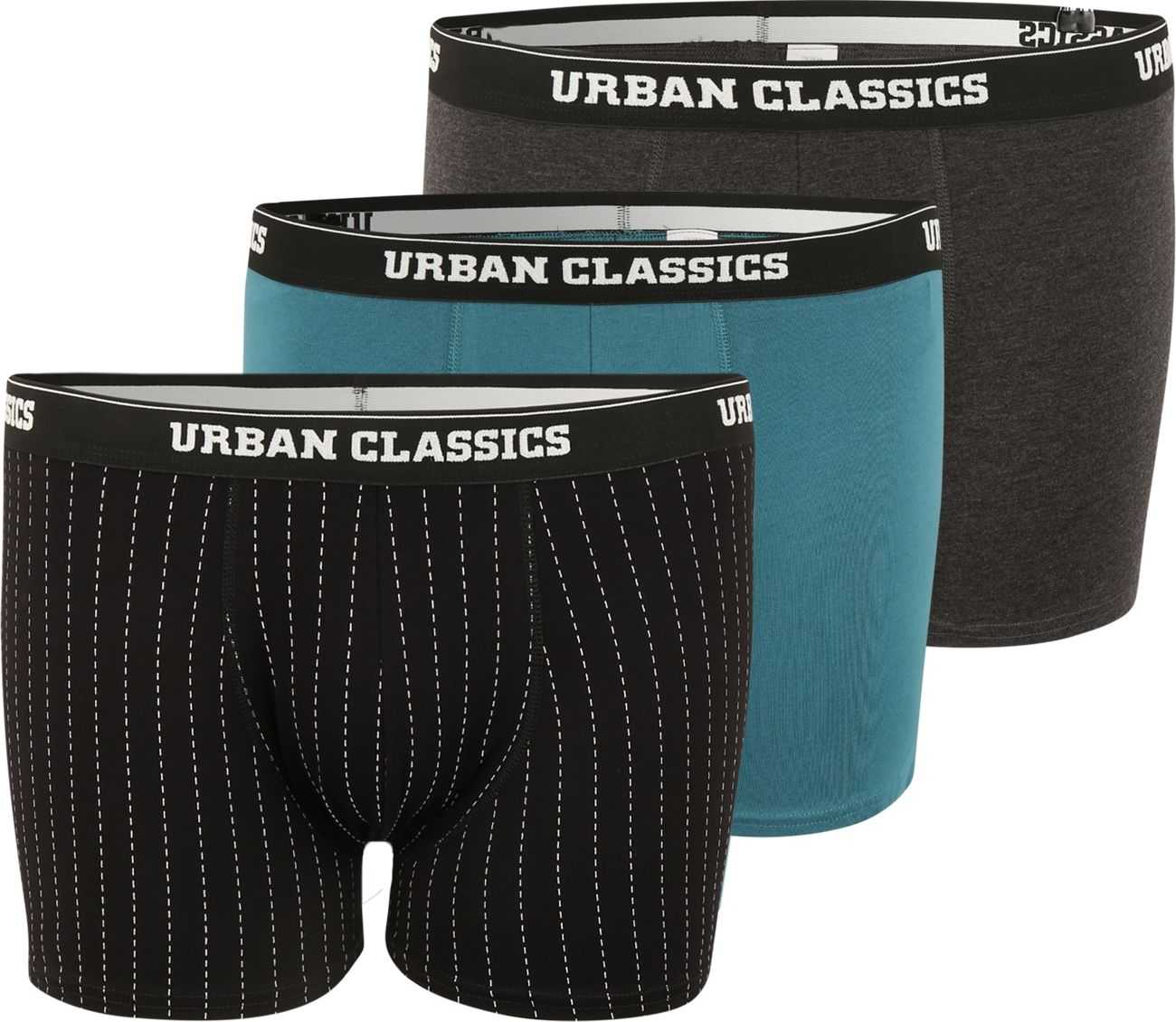 Urban Classics Boxerky šedá / petrolejová / černá / bílá