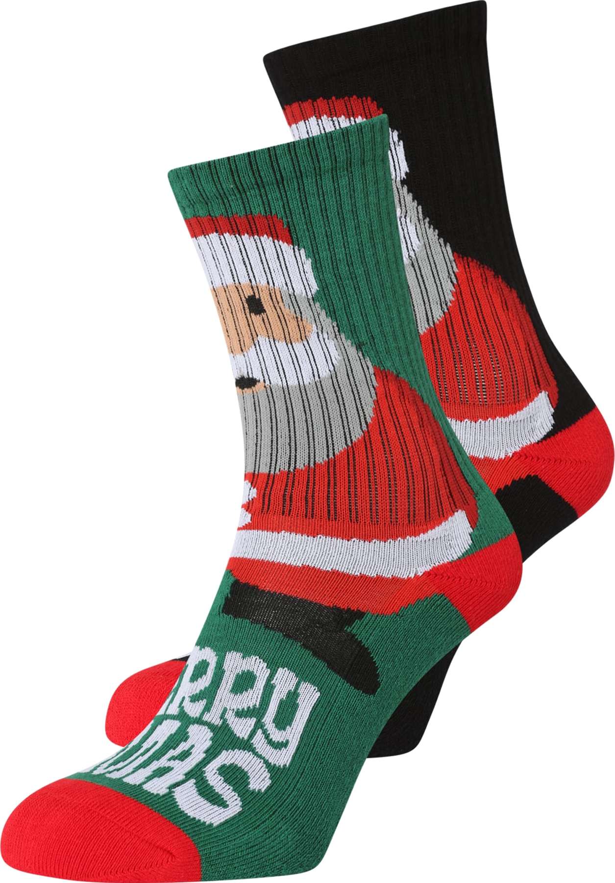 Urban Classics Ponožky 'Fancy Santa' tmavě zelená / červená / černá / bílá