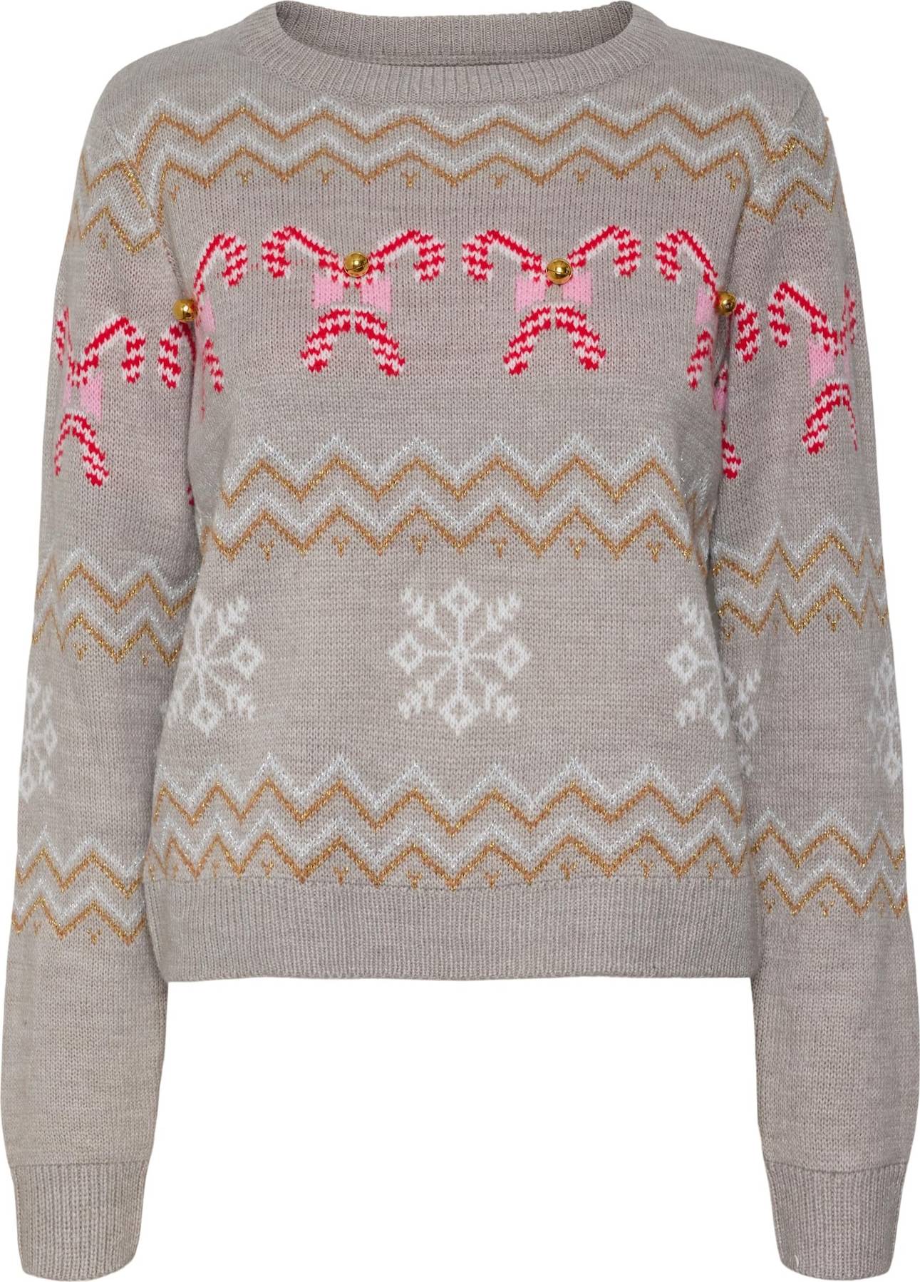 VERO MODA Svetr 'CANDY CANE' šedá / mix barev