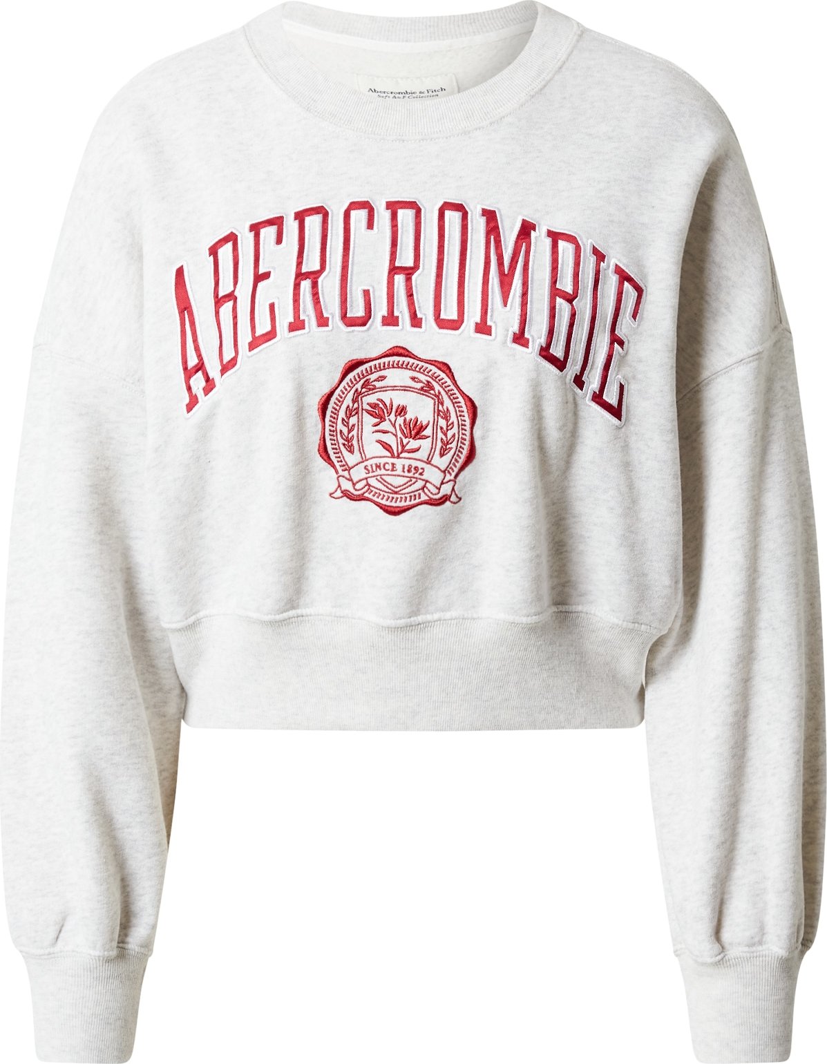 Abercrombie & Fitch Mikina světle šedá / červená