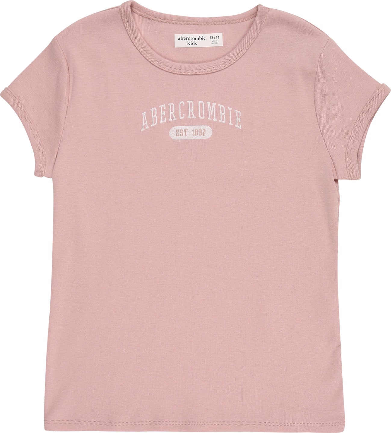 Abercrombie & Fitch Tričko 'ESSENTIALS' pink / bílá