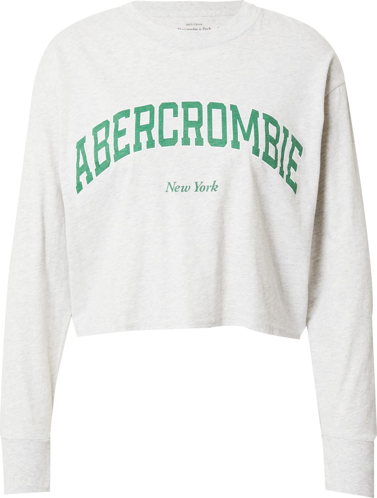 Abercrombie & Fitch Tričko šedý melír / zelená / bílá