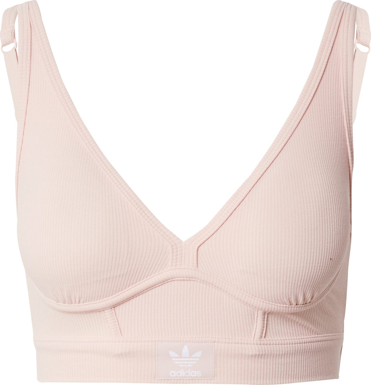 ADIDAS ORIGINALS Podprsenka 'LONGLINE BRALETTE - Originals Rib 2-2' pastelově růžová / bílá