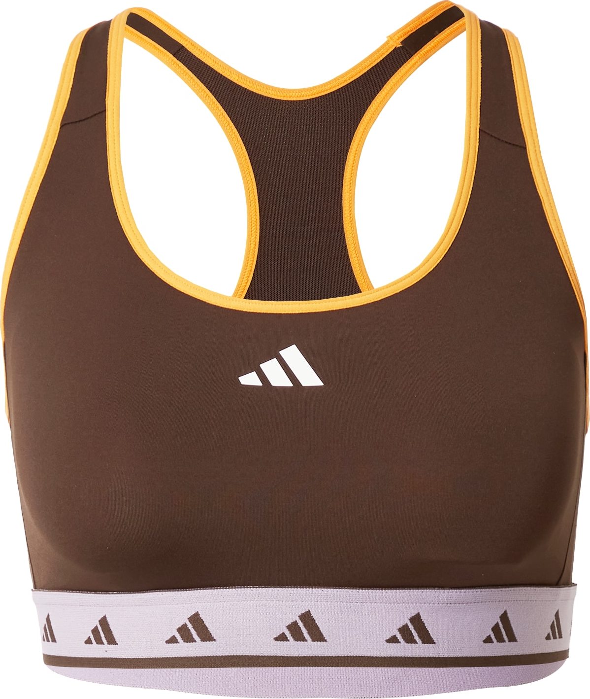 ADIDAS PERFORMANCE Sportovní podprsenka tmavě hnědá / žlutá / bílá