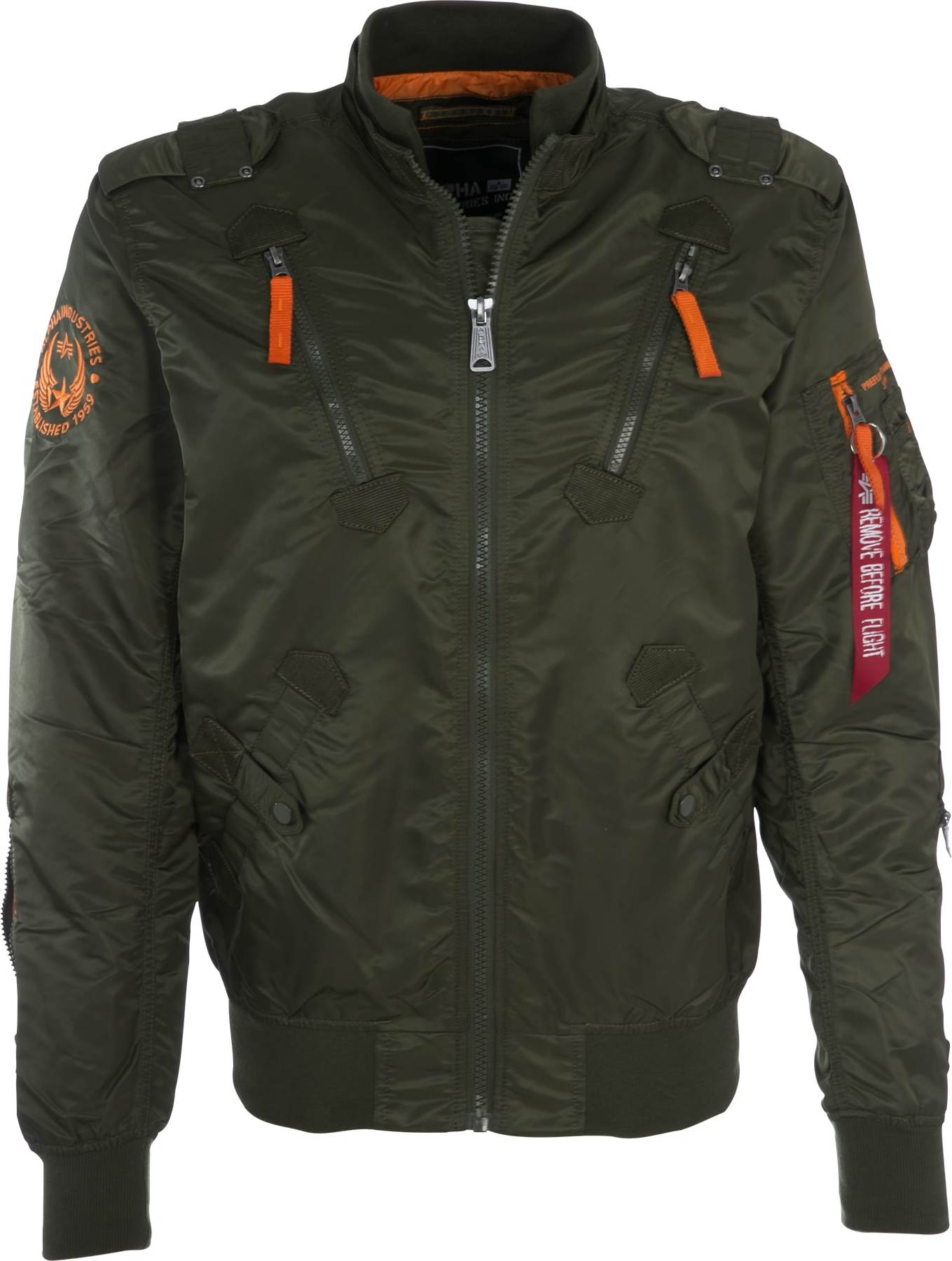 ALPHA INDUSTRIES Přechodná bunda 'Falcon II' tmavě zelená / oranžová