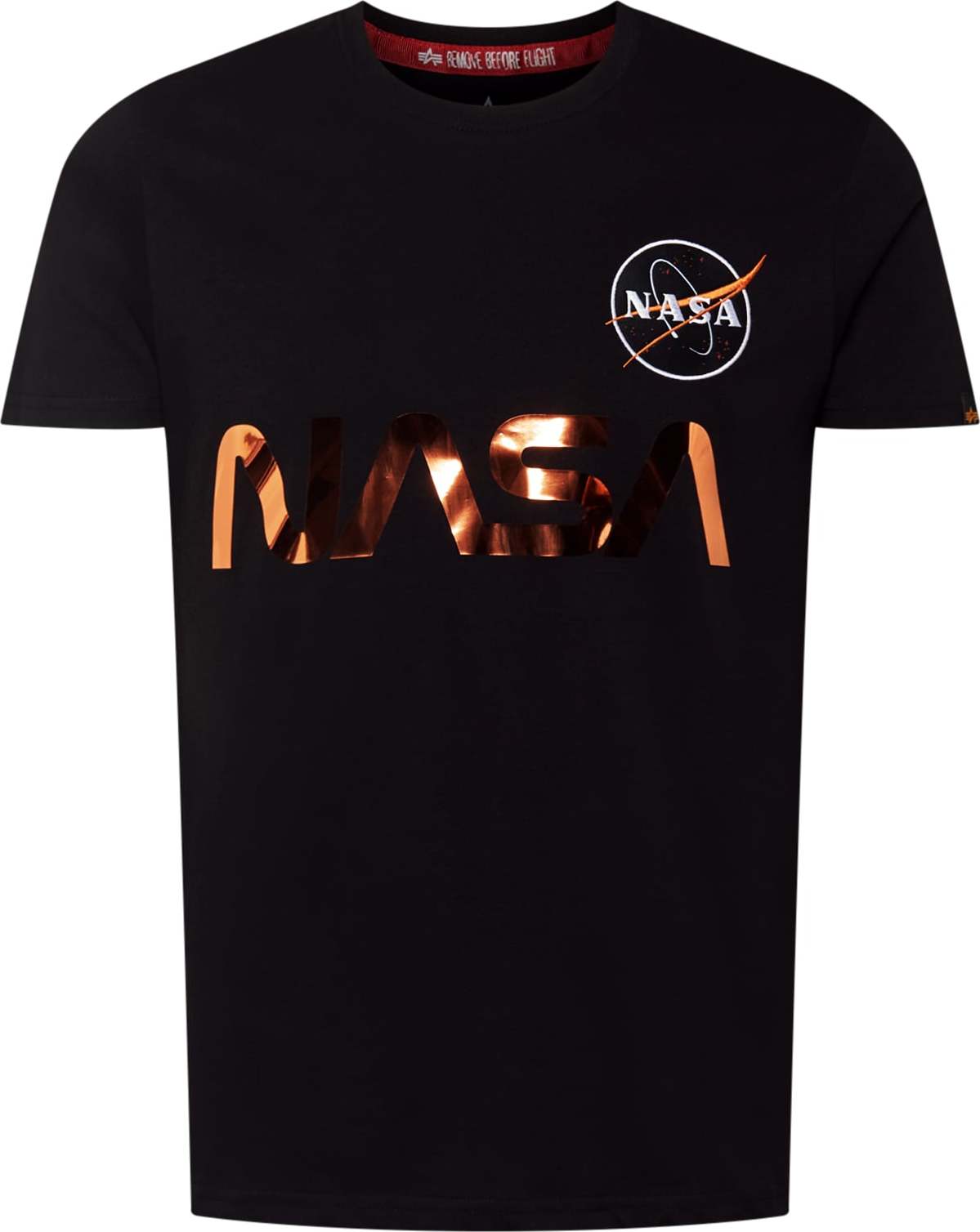 ALPHA INDUSTRIES Tričko 'NASA' zlatá / oranžová / černá / bílá