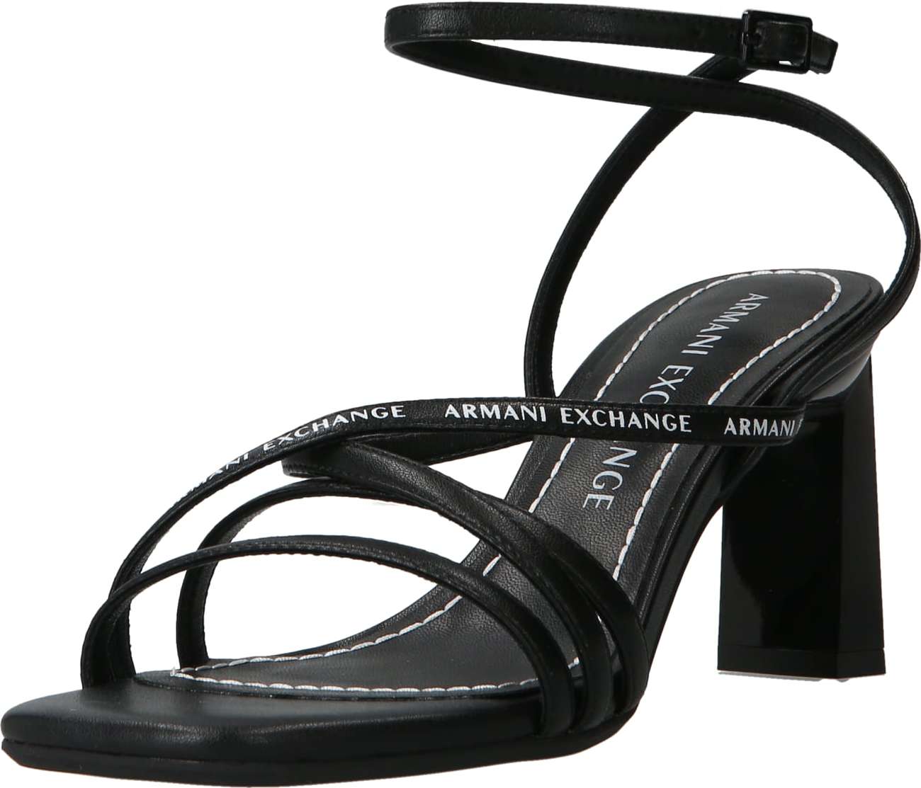 ARMANI EXCHANGE Páskové sandály černá / bílá