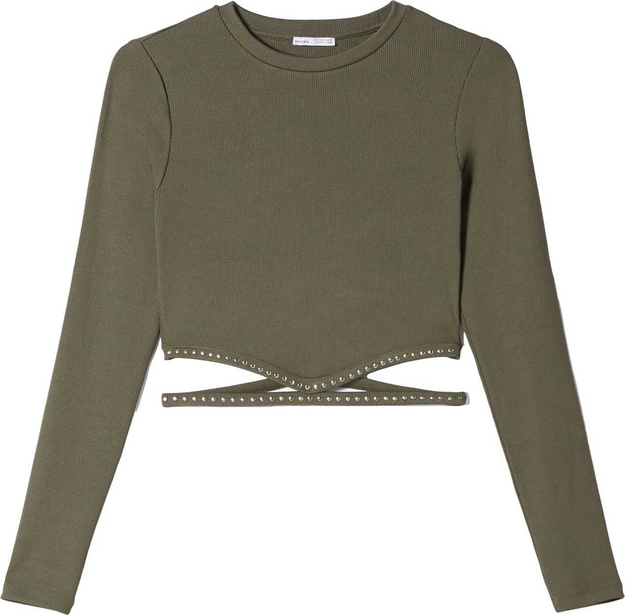 Bershka Tričko khaki