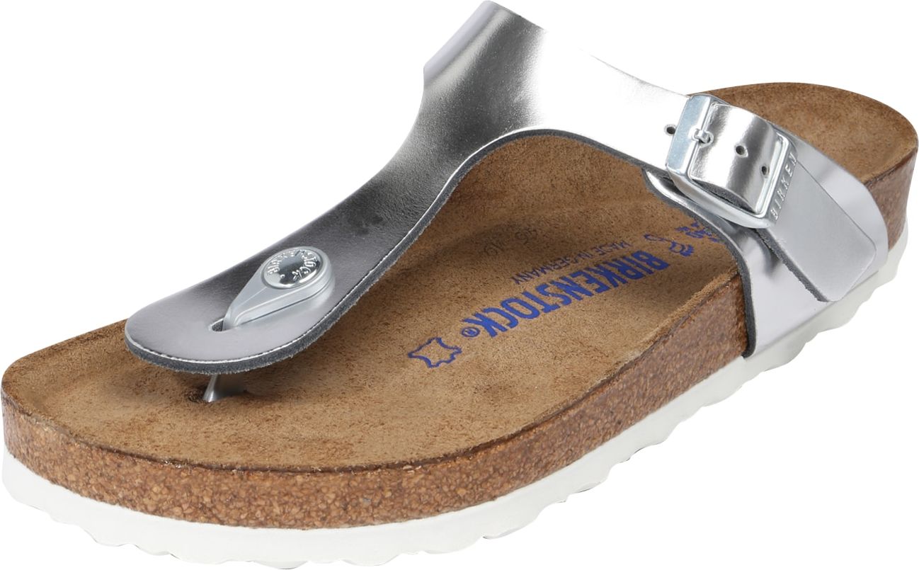 BIRKENSTOCK Žabky 'Gizeh' stříbrná