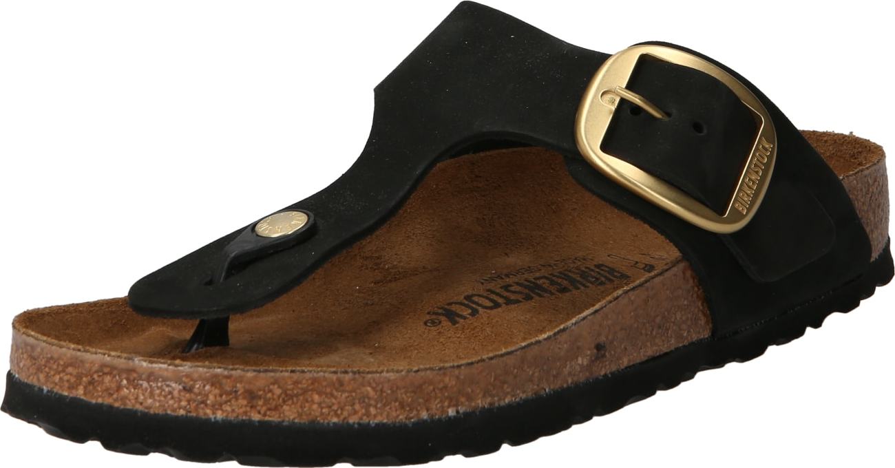 BIRKENSTOCK Žabky 'Gizeh' zlatá / černá