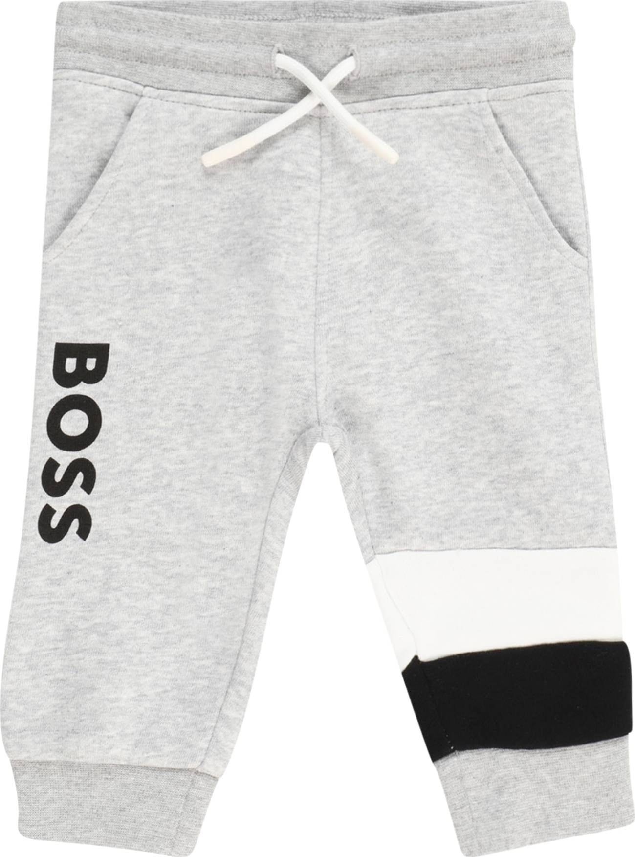 BOSS Kidswear Kalhoty šedá / černá / bílá