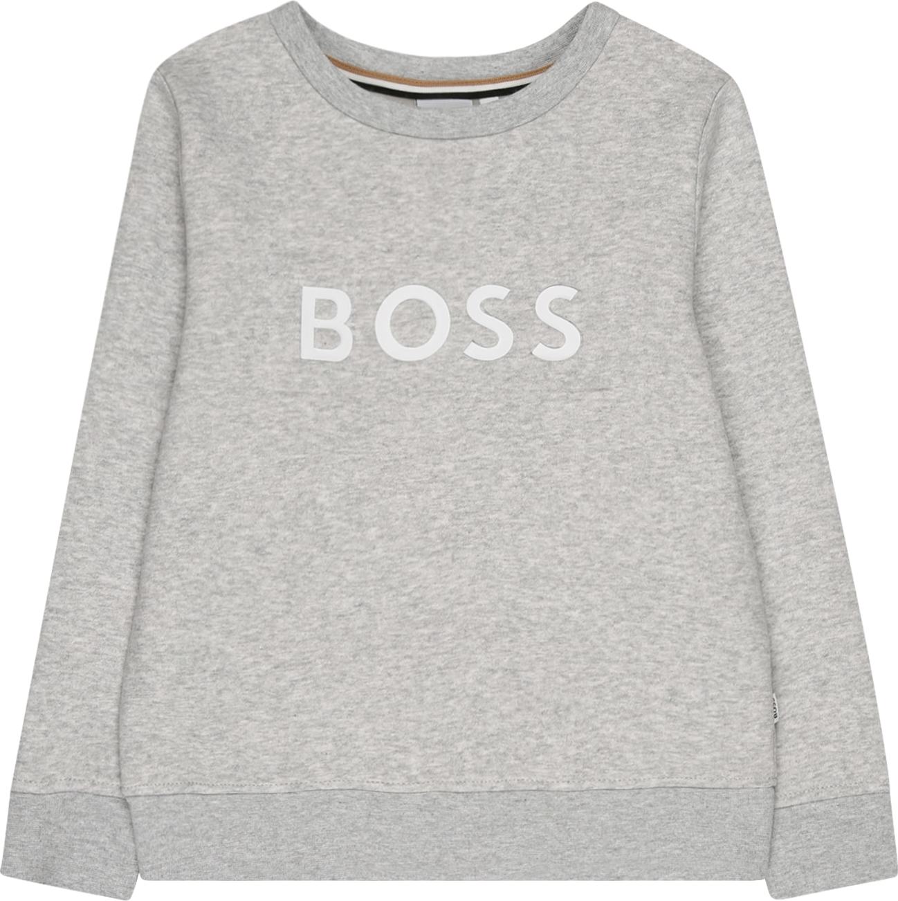 BOSS Kidswear Mikina šedá / bílá