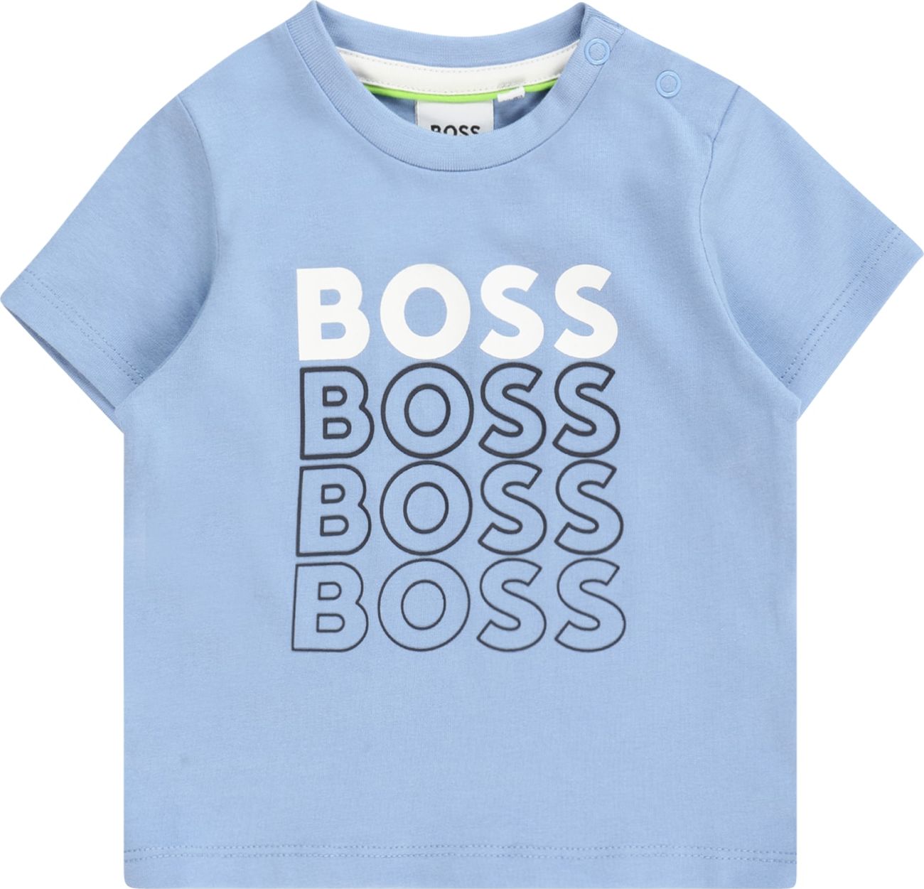 BOSS Kidswear Tričko nebeská modř / černá / bílá