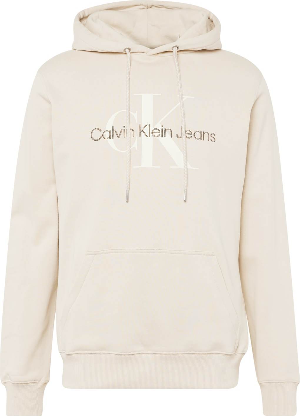 Calvin Klein Jeans Mikina béžová / černá / stříbrná