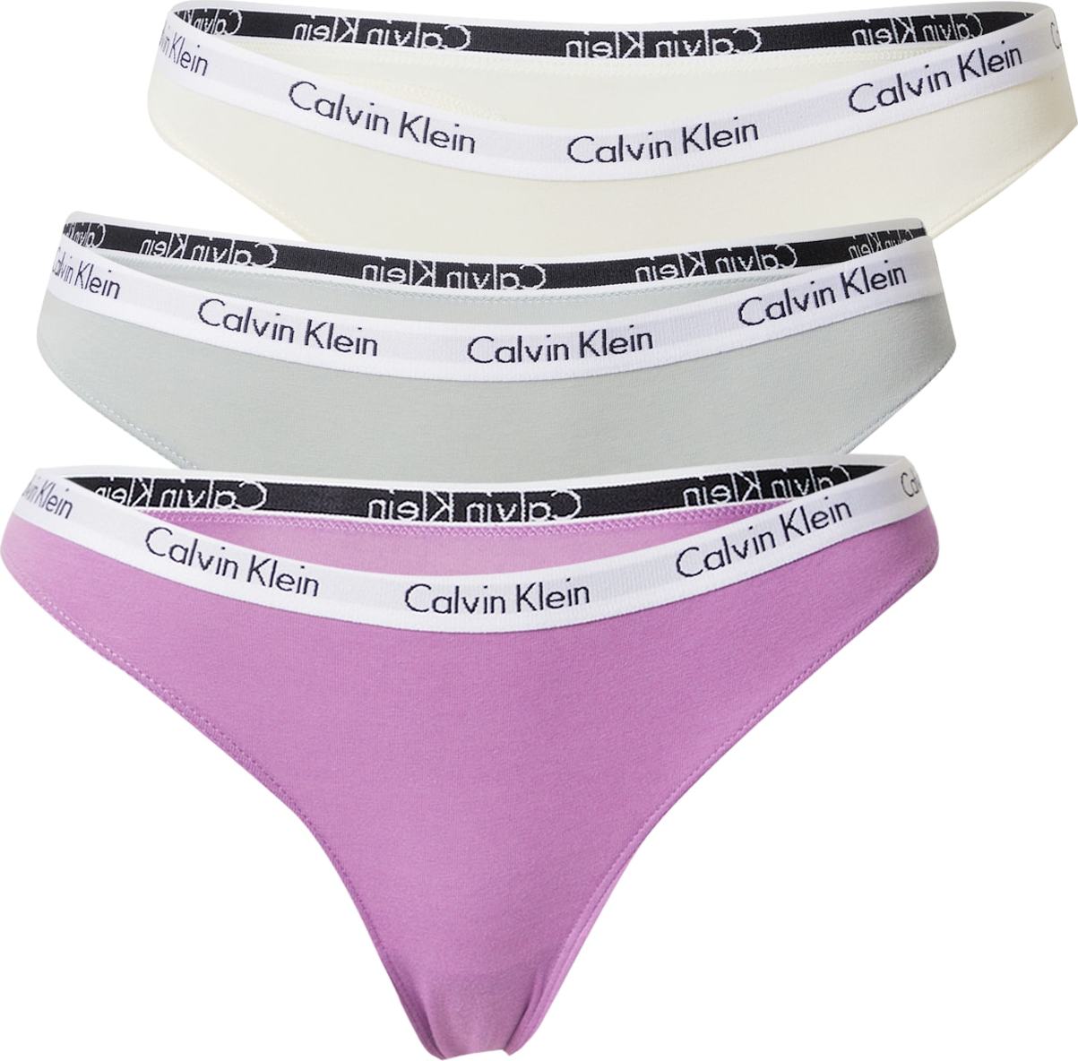 Calvin Klein Underwear Tanga pastelově žlutá / šedá / fialová / černá