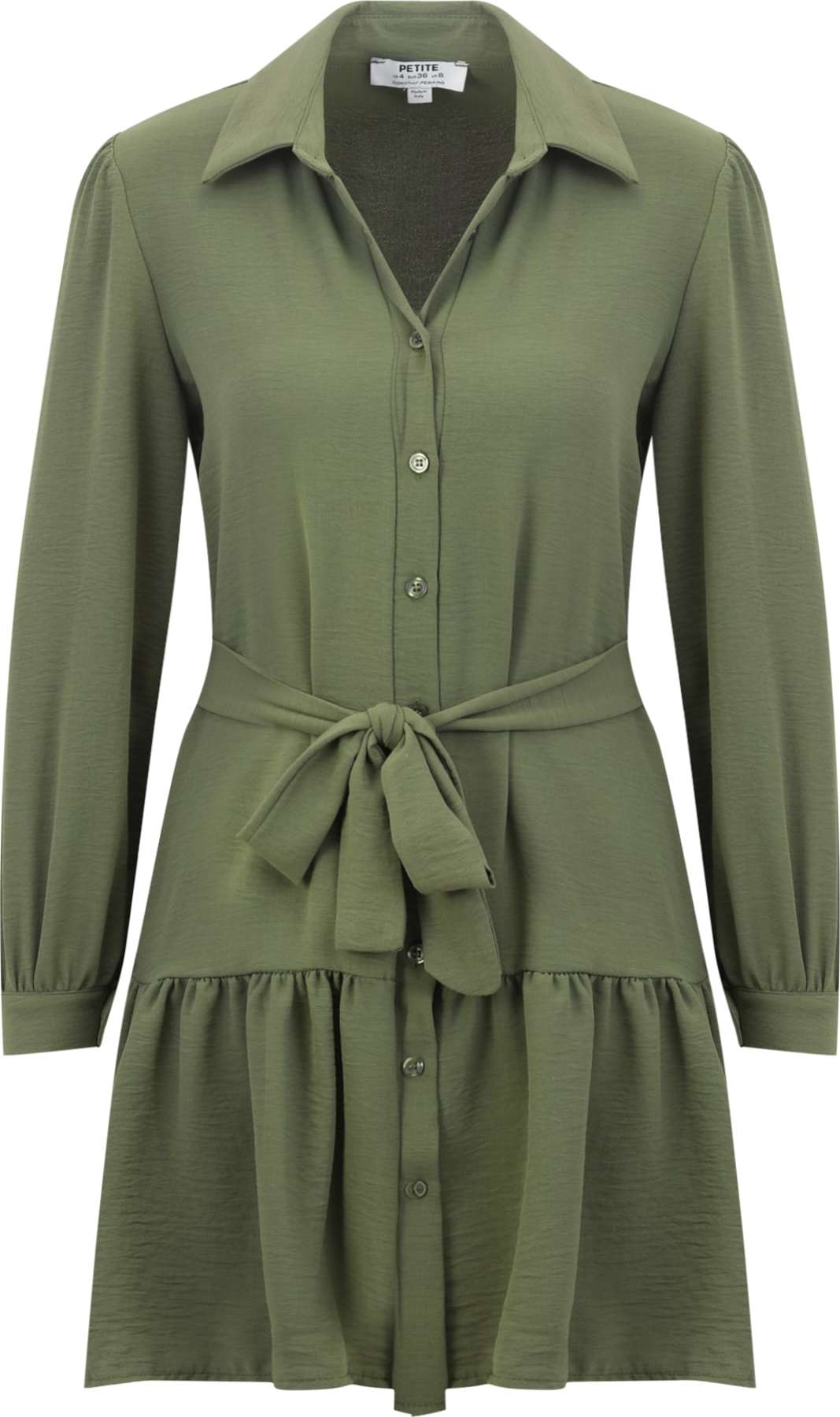 Dorothy Perkins Petite Košilové šaty 'Frill Hem' khaki