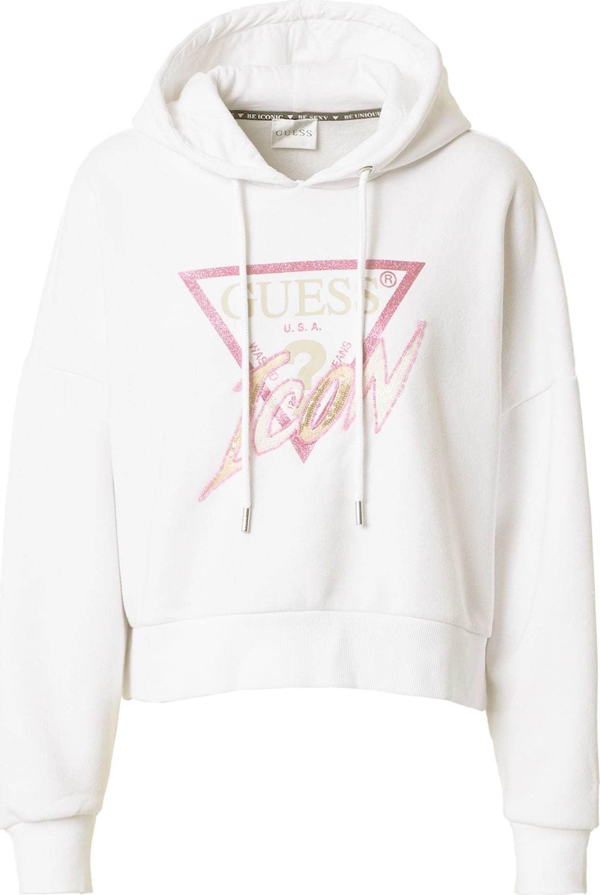 GUESS Mikina zlatá / pink / bílá