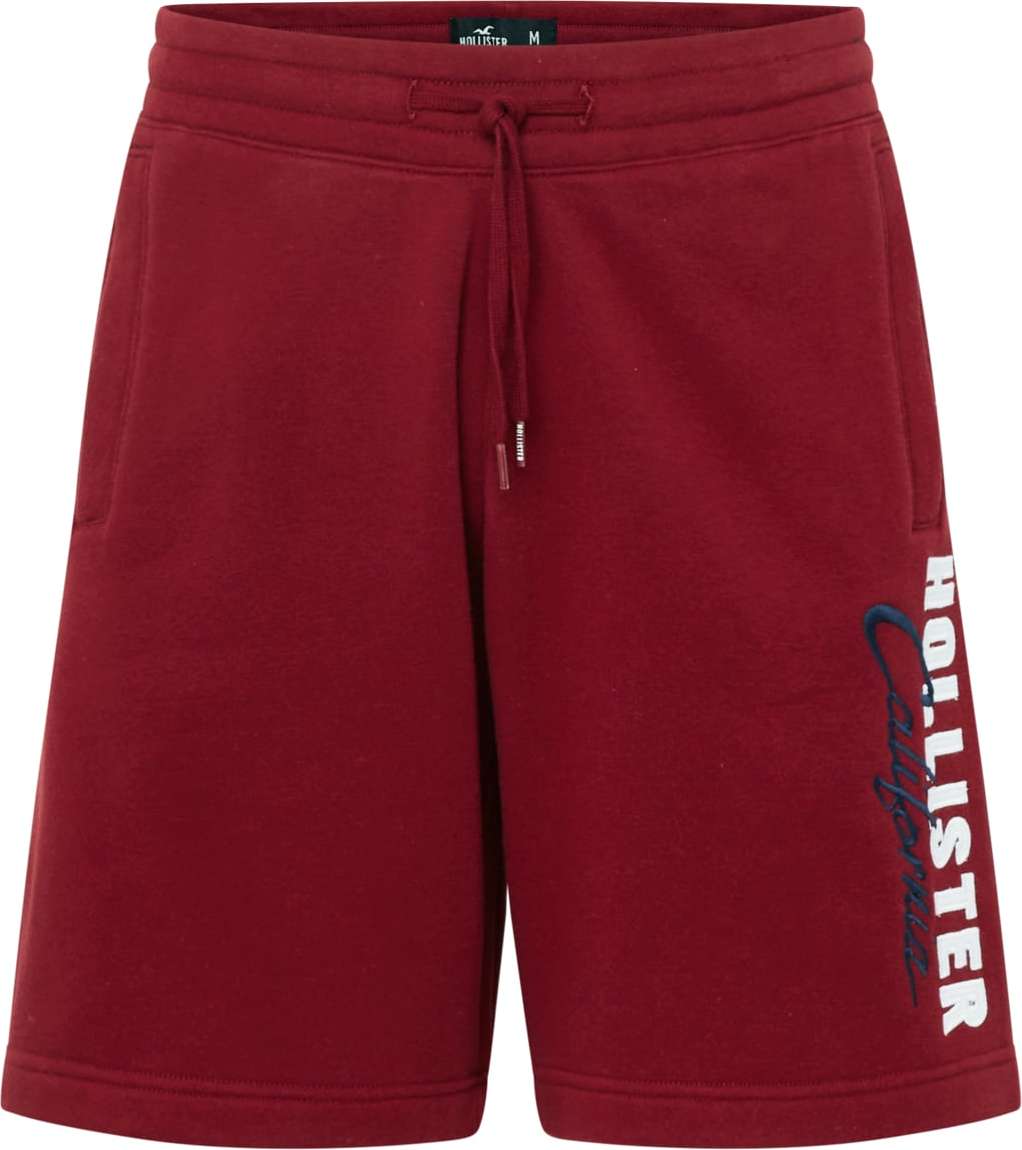 HOLLISTER Kalhoty 'EMEA' námořnická modř / vínově červená / bílá