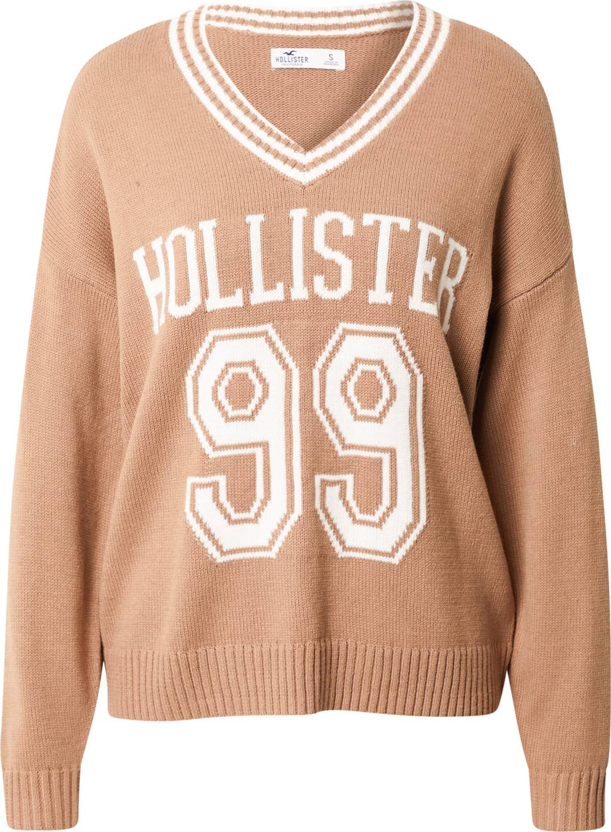 HOLLISTER Svetr 'APAC' světle hnědá / bílá