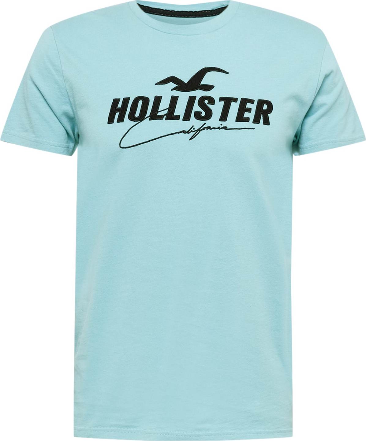 HOLLISTER Tričko aqua modrá / černá