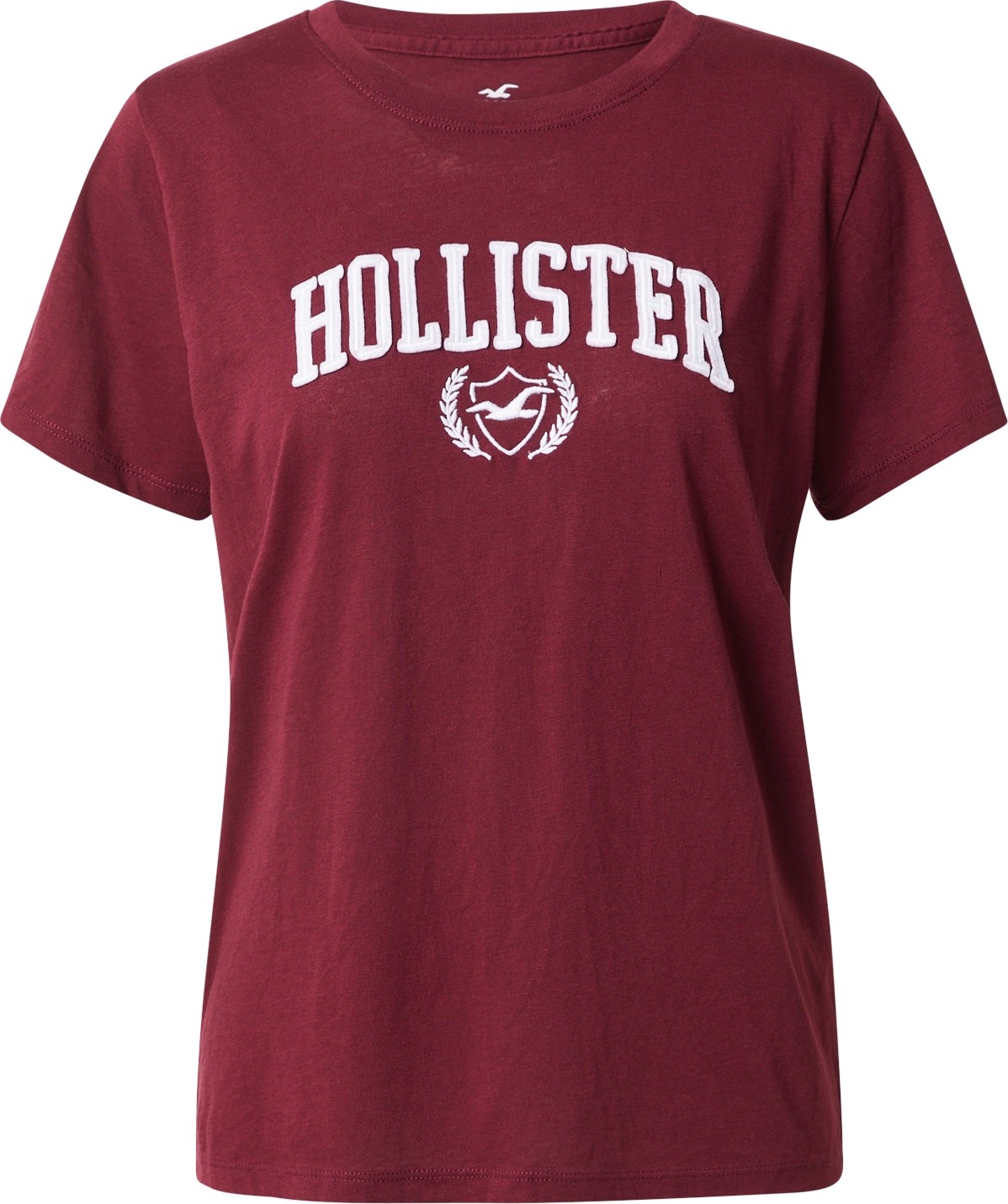 HOLLISTER Tričko burgundská červeň / bílá