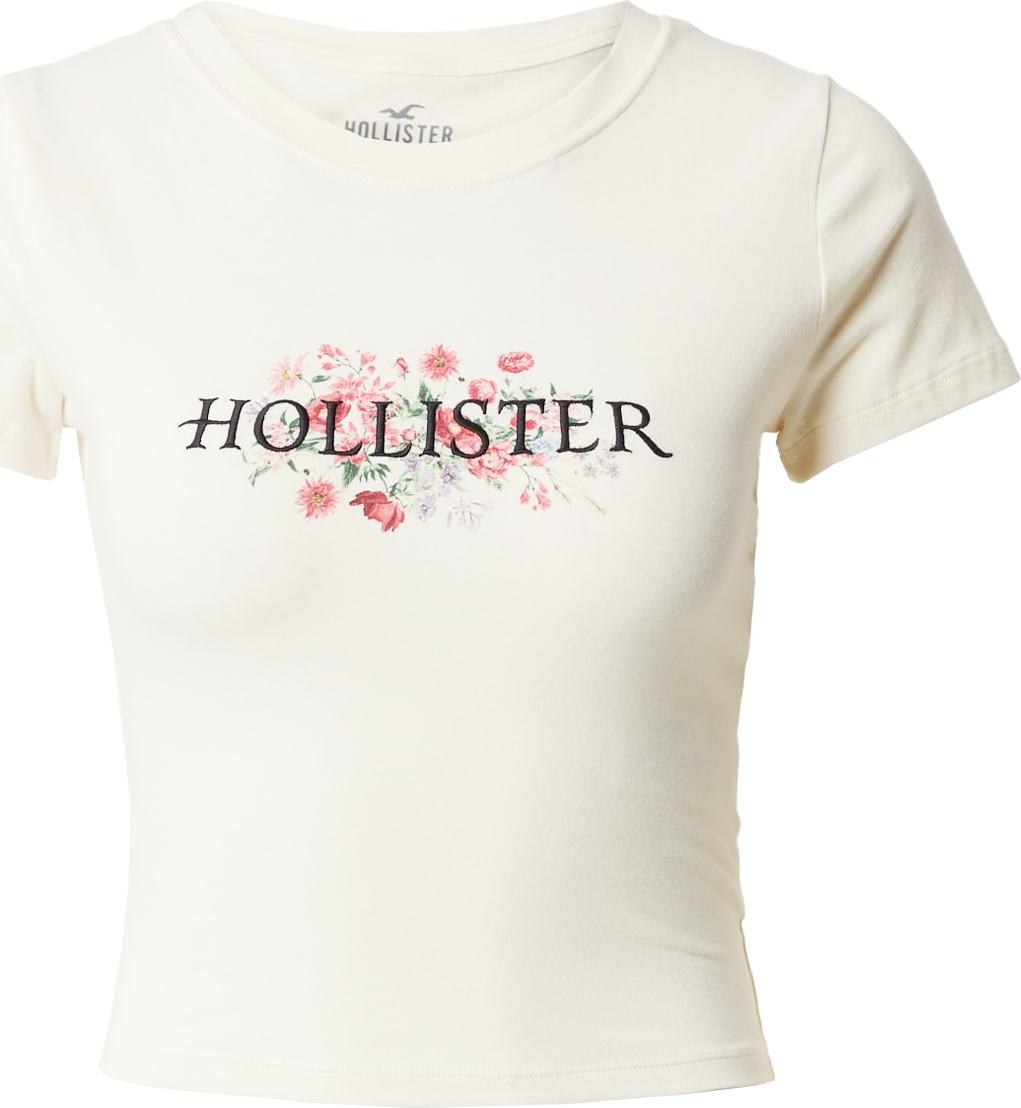 HOLLISTER Tričko 'CHERRY BLOSSOM' lenvandulová / růže / černá / bílá