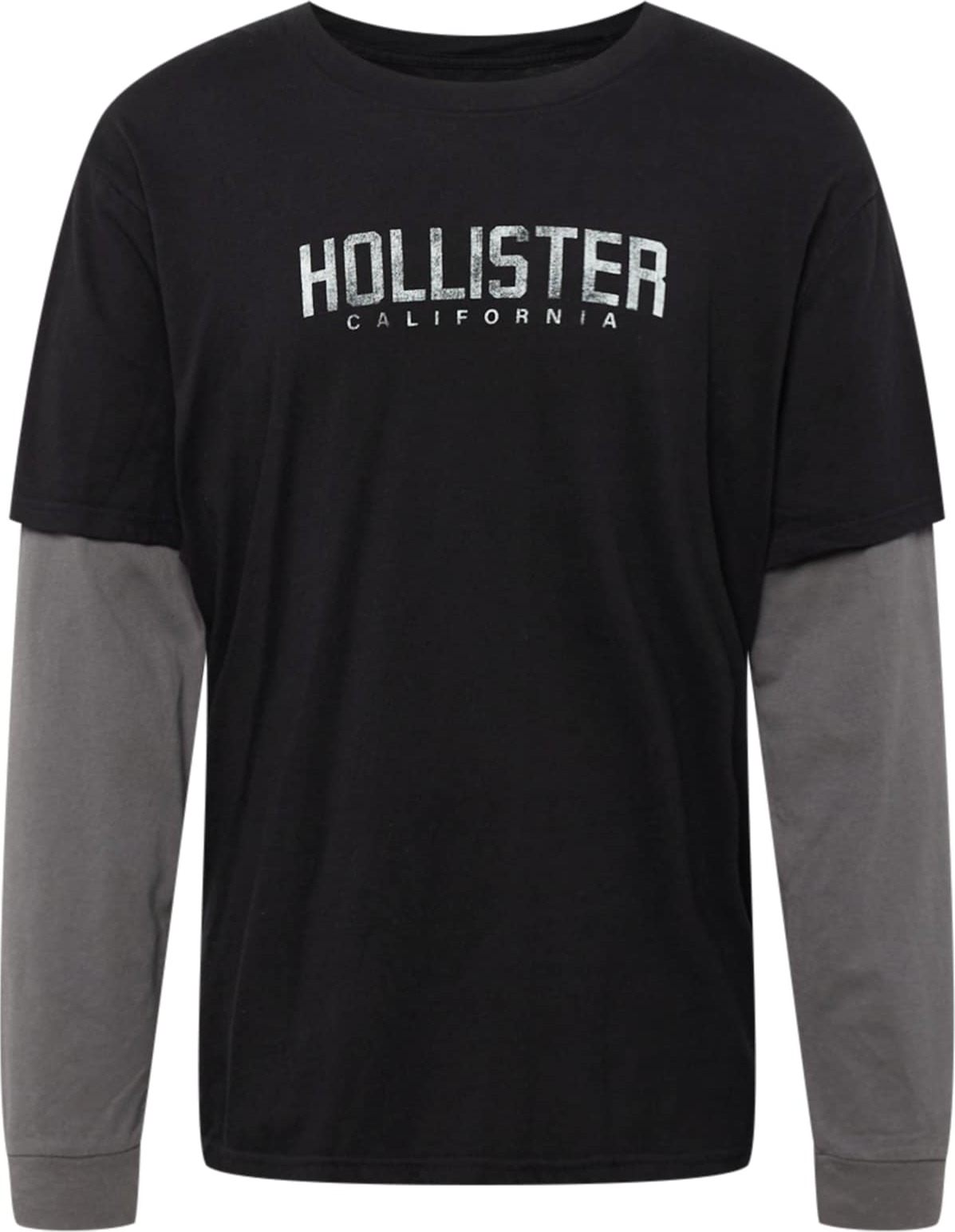 HOLLISTER Tričko grafitová / černá / bílý melír