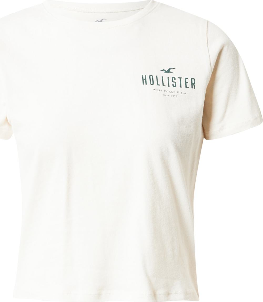 HOLLISTER Tričko krémová / tmavě zelená