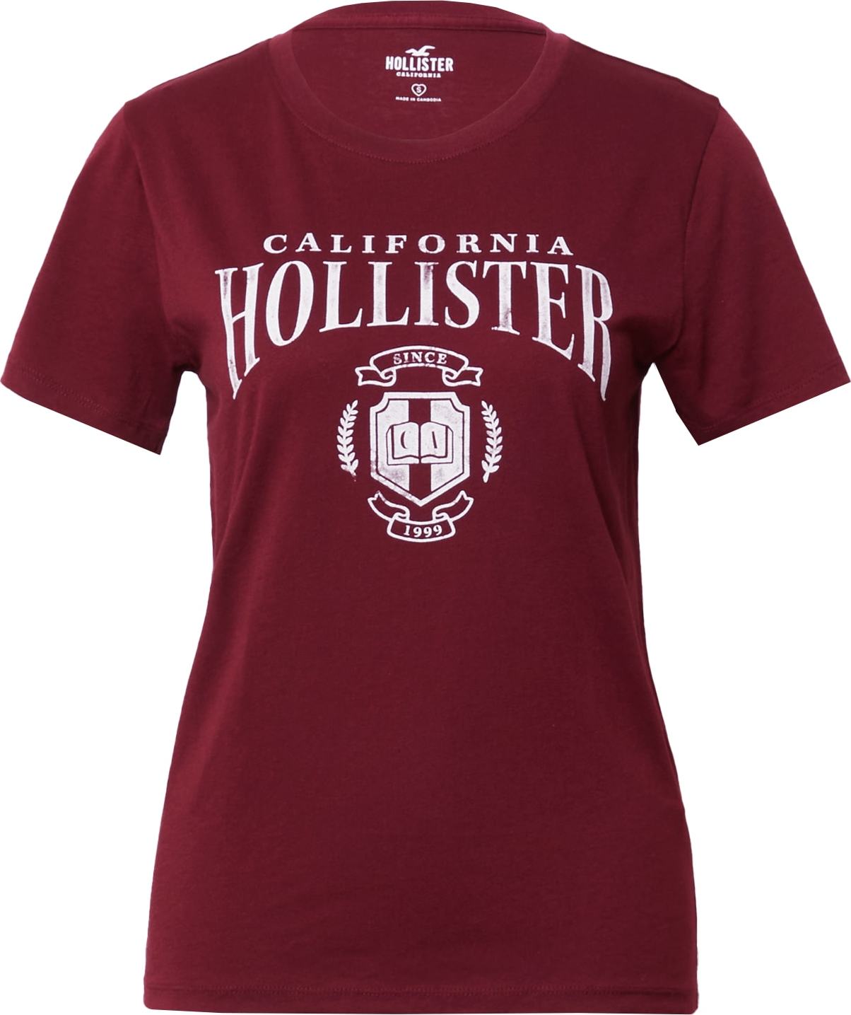 HOLLISTER Tričko krvavě červená / bílá