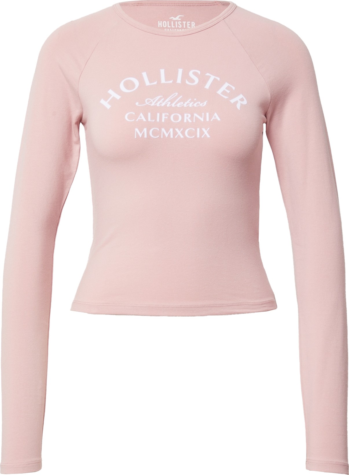 HOLLISTER Tričko pastelově růžová / bílá