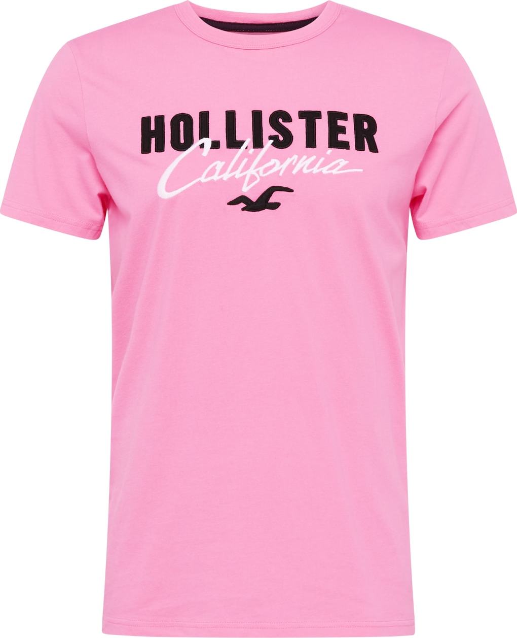 HOLLISTER Tričko pink / černá / bílá