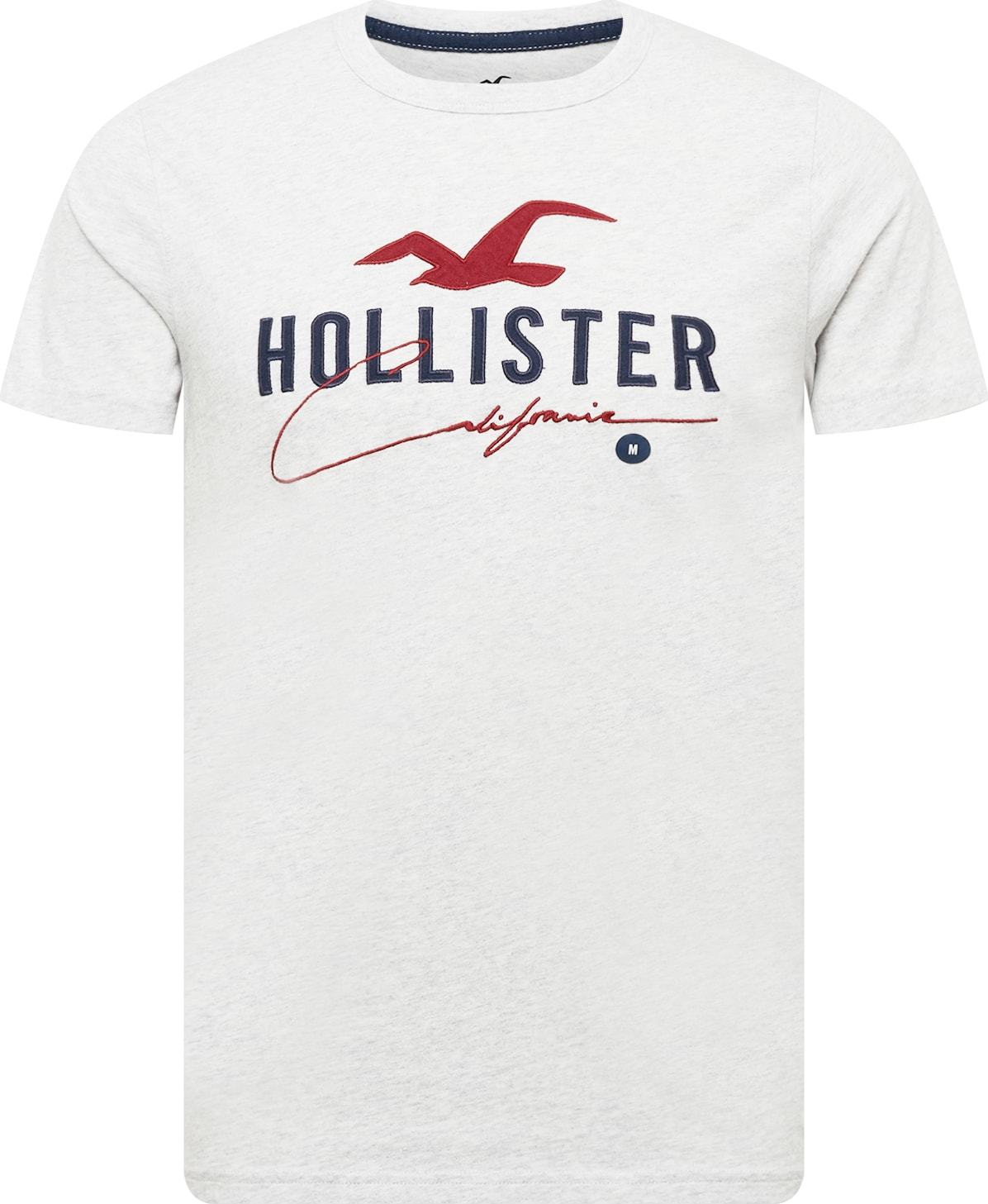 HOLLISTER Tričko námořnická modř / šedý melír / červená