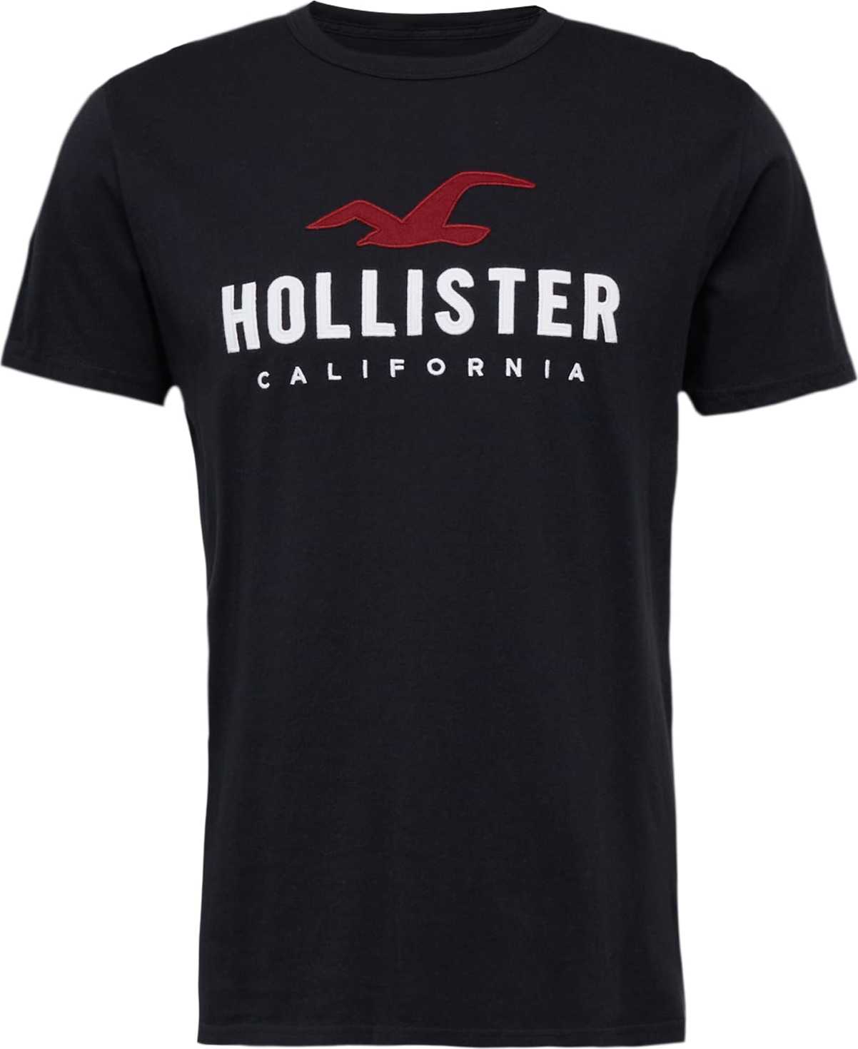 HOLLISTER Tričko tmavě červená / černá / bílá