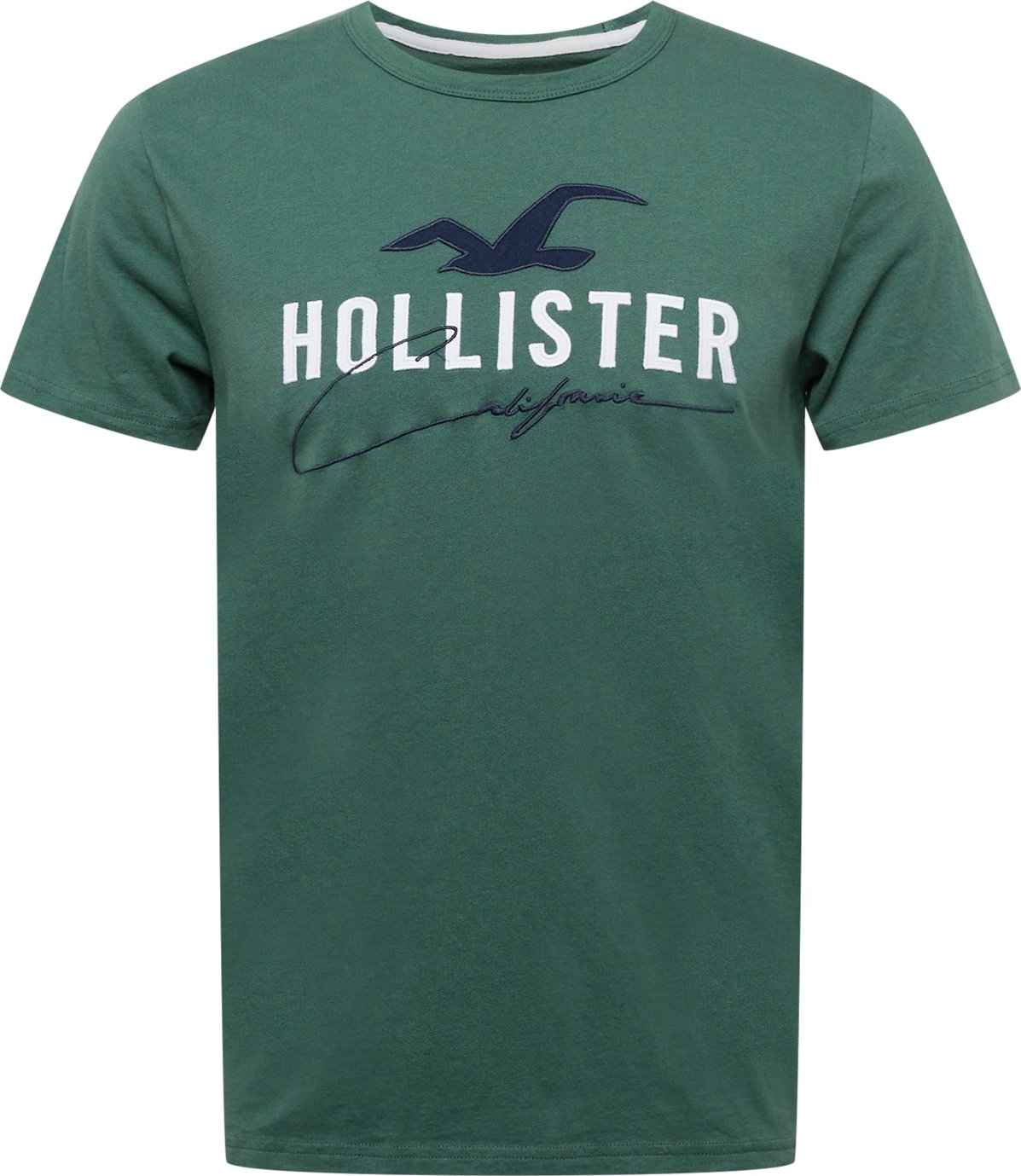 HOLLISTER Tričko námořnická modř / zelená / bílá