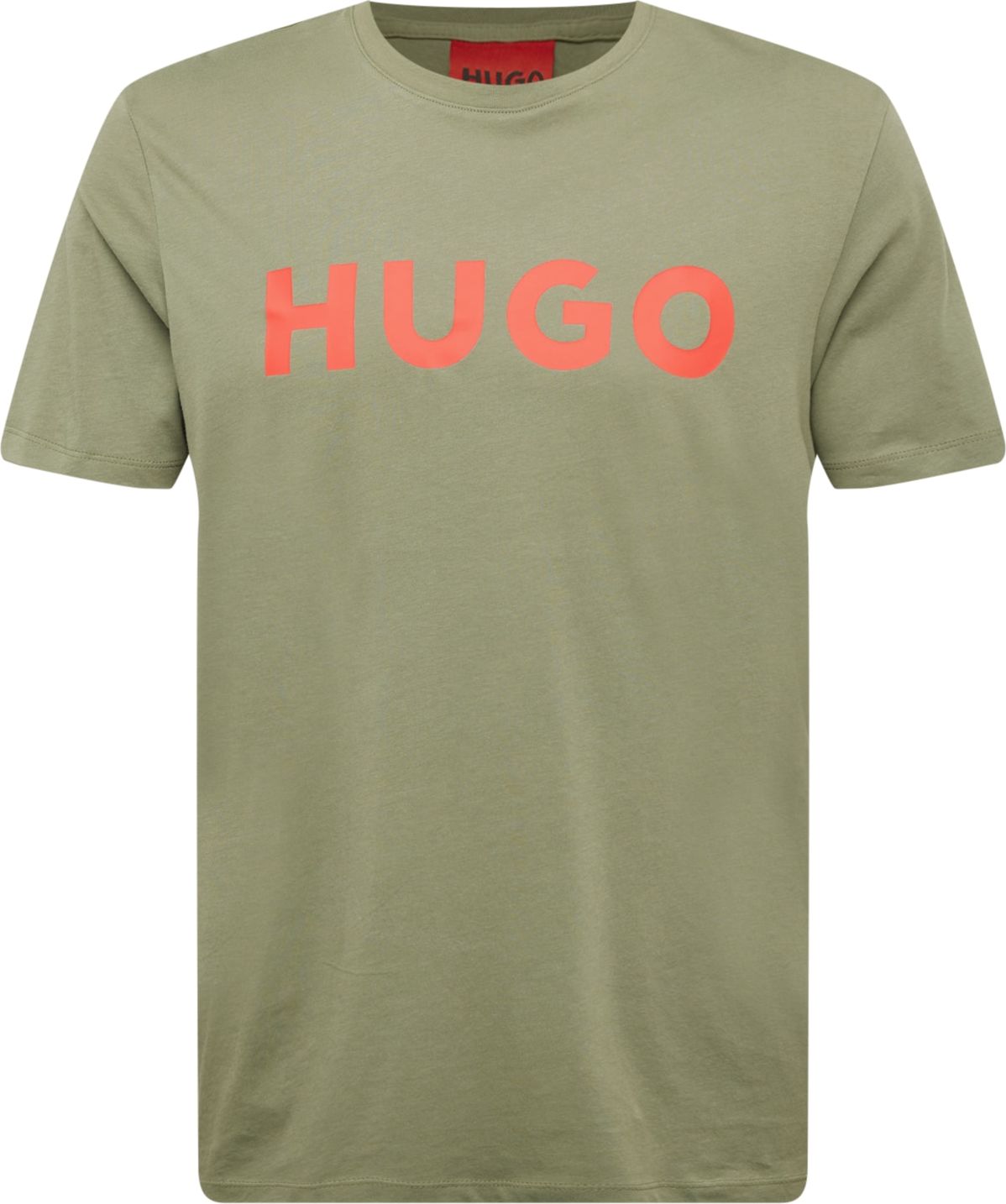 HUGO Tričko 'Dulivio' khaki / červená